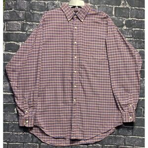 Cremieux Collection Mens XL Blue Red Plaid Shirt Casual Button Down Classic Fit